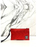 VERSACE FABRIC SLIM POUCH IN RED