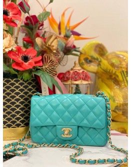 2019 CHANEL CLASSIC RECTANGULAR MINI SINGLE FLAP GOLD HARDWARE SLING BAG FULL SET