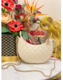(LIKE NEW) 2023 CHANEL MOON LIGHT BEIGE QUILTED LAMBSKIN LEATHER SMALL HOBO CHAIN BAG FULL SET