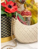 (LIKE NEW) 2023 CHANEL MOON LIGHT BEIGE QUILTED LAMBSKIN LEATHER SMALL HOBO CHAIN BAG FULL SET