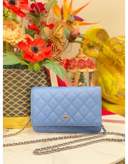 (LIKE NEW) 2021 CHANEL WOC WALLET ON CHAIN CAVIAR LEATHER FULL SET