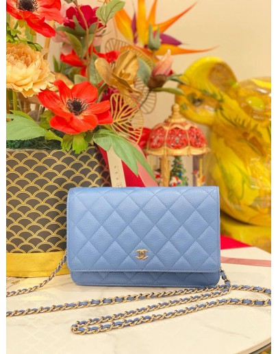 (LIKE NEW) 2021 CHANEL WOC WALLET ON CHAIN CAVIAR LEATHER FULL SET