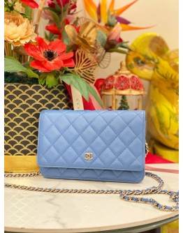 (LIKE NEW) 2021 CHANEL WOC WALLET ON CHAIN CAVIAR LEATHER FULL SET