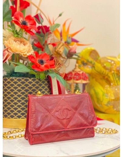 CHANEL CC FLAP MINI RARE LIZARD LIMITED EDITION CHAIN BAG GHW