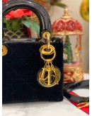 CHRISTIAN DIOR SMALL LADY DIOR BAG IN BLACK CANNAGE SUEDE LEATHER BAG