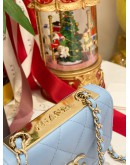 (LIKE NEW) YEAR 2022 CHANEL MINI TRENDY CC IN TIFFANY BLUE LAMBSKIN LEATHER GHW