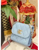 (LIKE NEW) YEAR 2022 CHANEL MINI TRENDY CC IN TIFFANY BLUE LAMBSKIN LEATHER GHW