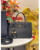 (LIKE NEW) PRADA BLACK SAFFIANO LUX LEATHER MINI GALLIERA DOUBLE ZIP TOTE BAG WITH STRAP