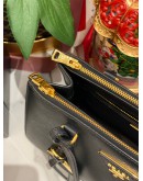 (LIKE NEW) PRADA BLACK SAFFIANO LUX LEATHER MINI GALLIERA DOUBLE ZIP TOTE BAG WITH STRAP
