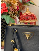 (LIKE NEW) PRADA BLACK SAFFIANO LUX LEATHER MINI GALLIERA DOUBLE ZIP TOTE BAG WITH STRAP