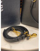 (LIKE NEW) PRADA BLACK SAFFIANO LUX LEATHER MINI GALLIERA DOUBLE ZIP TOTE BAG WITH STRAP