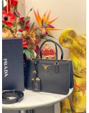 (LIKE NEW) PRADA BLACK SAFFIANO LUX LEATHER MINI GALLIERA DOUBLE ZIP TOTE BAG WITH STRAP