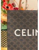 (LIKE NEW) CELINE SMALL VERTICAL CABAS TOTE HANDLE BAG IN BROWN TRIOMPHE CANVAS CALFSKIN LEATHER