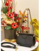 (LIKE NEW) 2024 LOUIS VUITTON MULTI POCHETTE ACCESSOIRES BI-COLOR CARAMEL BLACK MONOGRAM EMPREINTE LEATHER SHOULDER BAG