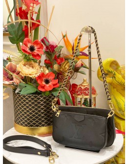 (LIKE NEW) 2024 LOUIS VUITTON MULTI POCHETTE ACCESSOIRES BI-COLOR CARAMEL BLACK MONOGRAM EMPREINTE LEATHER SHOULDER BAG