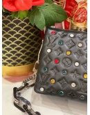 (LIKE NEW) MICROCHIP LOUIS VUITTON COUSSIN BB MONOGRAM EMBOSSED CRYSTAL EMBELLISHED IN BLACK -FULL SET-
