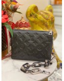 (LIKE NEW) MICROCHIP LOUIS VUITTON COUSSIN BB MONOGRAM EMBOSSED CRYSTAL EMBELLISHED IN BLACK -FULL SET-