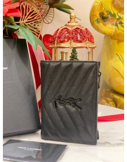 (LIKE NEW) 2021 YSL SAINT LAURENT GRAIN DE POUDRE MATELASSE CHEVRON SMALL WALLET FULL SET