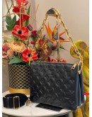 (LIKE NEW) 2023 MICROCHIP LOUIS VUITTON COUSSIN MM MONOGRAM PUFFY LEATHER IN BLACK -FULL SET- 