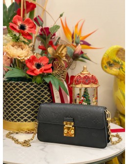 (LIKE NEW) 2024 LOUIS VUITTON METIS WALLET ON CHAIN IN BLACK MONOGRAM EMPREINTE LEATHER FULL SET