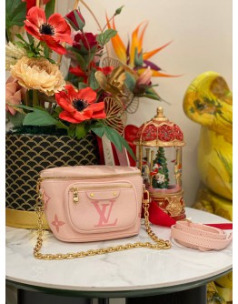 (LIKE NEW) 2023 MICROCHIP LOUIS VUITTON MINI BUMBAG IN GRADIENT PINK MONOGRAM EMPREINTE LEATHER FULL SET
