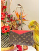 LOUIS VUITTON PALLAS CHAIN SHOULDER BAG IN BROWN MONOGRAM CANVAS / RED LEATHER WITH LEATHER STRAP