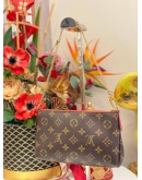 LOUIS VUITTON PALLAS CHAIN SHOULDER BAG IN BROWN MONOGRAM CANVAS / RED LEATHER WITH LEATHER STRAP