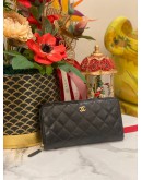 CHANEL CLASSIC ZIPPED LONG WALLET IN BLACK CAVIAR LEATHER GHW