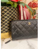 CHANEL CLASSIC ZIPPED LONG WALLET IN BLACK CAVIAR LEATHER GHW