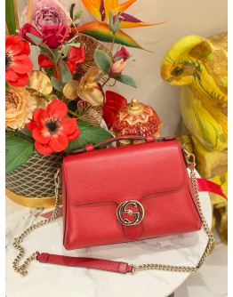 (LIKE NEW) GUCCI SOHO INTERLOCKING RED CHAIN BAG 