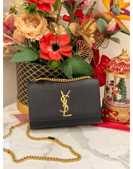 (LIKE NEW) YSL YVES SAINT KATE MEDIUM CROSSBODY BAG IN BLACK GRAINED CALFSKIN LEATHER