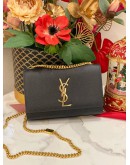 (LIKE NEW) YSL YVES SAINT KATE MEDIUM CROSSBODY BAG IN BLACK GRAINED CALFSKIN LEATHER