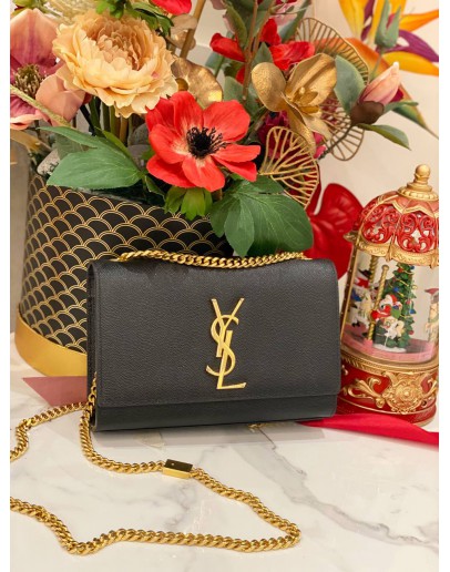(LIKE NEW) YSL YVES SAINT KATE MEDIUM CROSSBODY BAG IN BLACK GRAINED CALFSKIN LEATHER