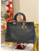 2012 CHRISTIAN DIOR DIORISSIMO BLACK CALFSKIN LEATHER LARGE TOTE BAG