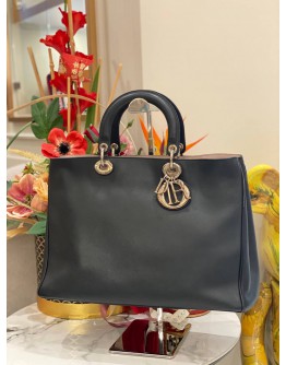 2012 CHRISTIAN DIOR DIORISSIMO BLACK CALFSKIN LEATHER LARGE TOTE BAG