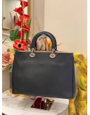 2012 CHRISTIAN DIOR DIORISSIMO BLACK CALFSKIN LEATHER LARGE TOTE BAG