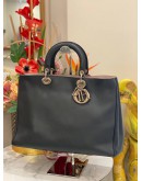 2012 CHRISTIAN DIOR DIORISSIMO BLACK CALFSKIN LEATHER LARGE TOTE BAG