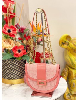 COACH ALIE SADDLE CROSSBODY BAG IN SIGNATURE CANVAS IN PINK