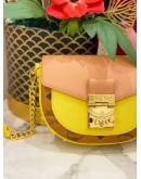 (LIKE NEW) 2021 MCM TRACY HALF MOON CROSSBODY BAG IN VISETOS CANVAS LEATHER COLOR BLOCK