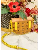 (LIKE NEW) 2021 MCM TRACY HALF MOON CROSSBODY BAG IN VISETOS CANVAS LEATHER COLOR BLOCK