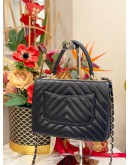 (LIKE NEW) CHANEL TRENDY BLACK CC CHEVRON LEATHER FLAP BAG FULL SET