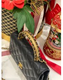 (LIKE NEW) 2024 MICROCHIP CHANEL SMALL TOP HANDLE SLING BAG INBLACK CAVIAR LEATHER GOLD HARDWARE CHAIN FULL SET