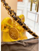 (LIKE NEW) 2024 MICROCHIP CHANEL 22 MEDIUM BLACK CALFSKIN LEATHER TOTE SHOULDER CHAIN BAG 