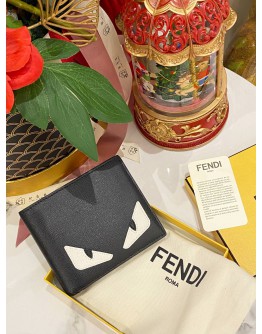 FENDI ELITE MONSTER EYES INLAY BI-FOLD WALLET IN BLACK FULL SET