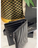 (LIKE NEW) 2021 YSL SAINT LAURENT GRAIN DE POUDRE MATELASSE CHEVRON SMALL WALLET FULL SET