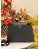 (LIKE NEW) LOUIS VUITTON BLACK CAPUCINES MM PYTHON HANDLE 