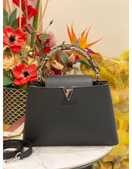 (LIKE NEW) LOUIS VUITTON BLACK CAPUCINES MM PYTHON HANDLE 
