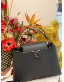 (LIKE NEW) LOUIS VUITTON BLACK CAPUCINES MM PYTHON HANDLE 