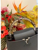 (LIKE NEW) LOUIS VUITTON BLACK CAPUCINES MM PYTHON HANDLE 