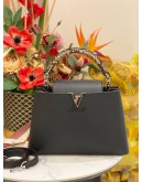 (LIKE NEW) LOUIS VUITTON BLACK CAPUCINES MM PYTHON HANDLE 